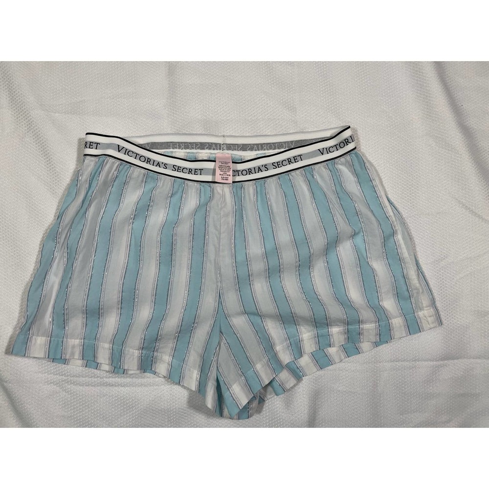 Victoria's Secret Stripe Sparkle Silver Women Shorts Sleepwear Small